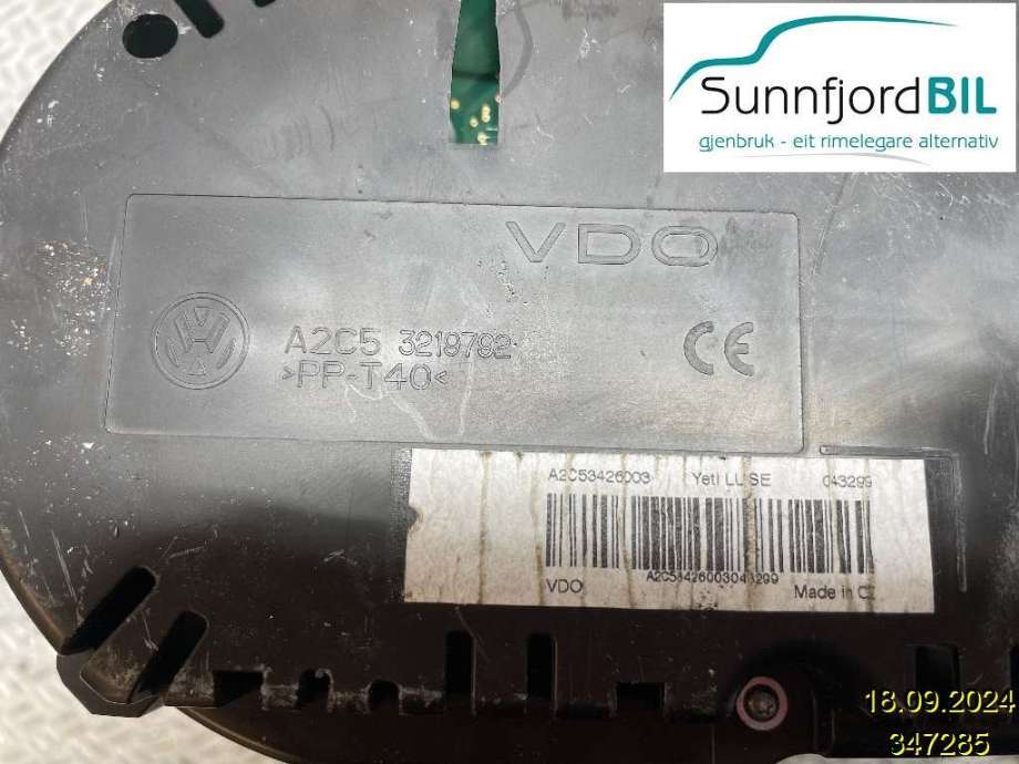 Instrumentpanel til Škoda Yeti 2009-2013 (Fase 1)  (Skoda||5L0 920 800 J)