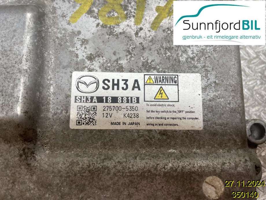 Styreenhet motor til Mazda 6, 2013-2015 (Type III, Fase 1)  (MAZDA|SH3A18881B)