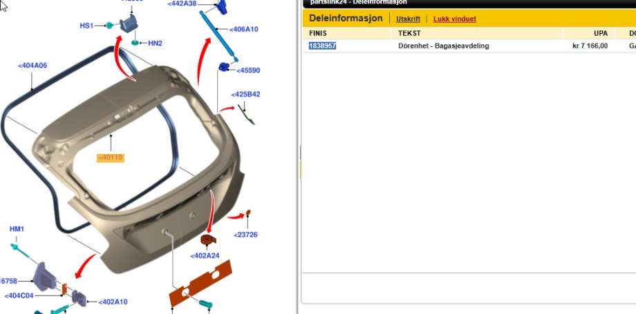 Bakluke combi til Ford Focus 2011-2014 (Type III, Fase 1) (FORD|1838957|)