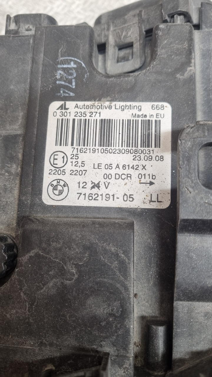 Frontlykt venstre xenon til BMW X3 2007-2010 (Fase 2) (E83) (E83) (BMW|63123456035|63 12 3 456 035|7162191-05)