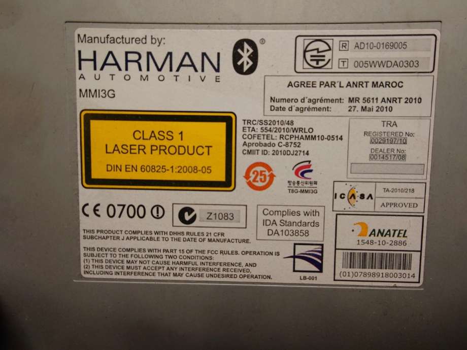 Bilstereo til Audi A6 2011-2014 (Type IV, Fase 1) (C7) (C7) (AUDI|4G0035670H|4G0 035 670 H)