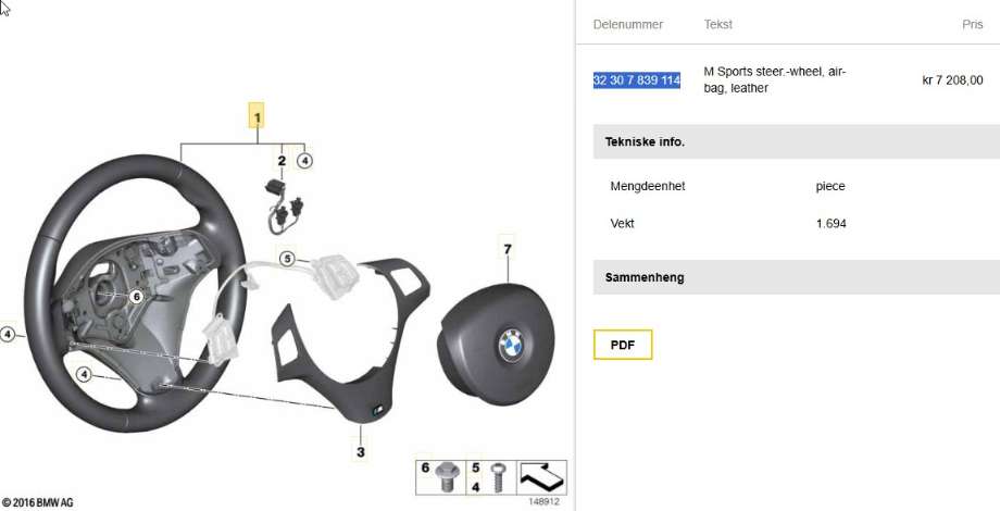Ratt til BMW 1-Serie 2004-2011 (E81/E82/E87/E88) (E81/E82/E87/E88) (BMW|32 30 7 839 114|)