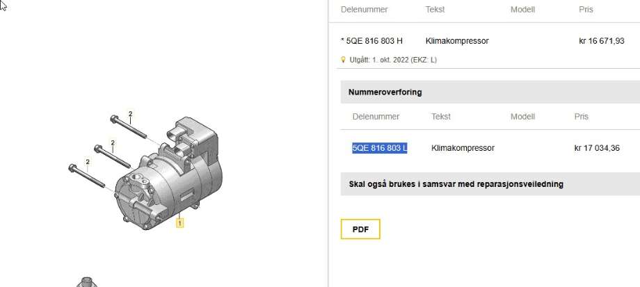 Aircondition kompressor til Seat Mii electric, 2019-->>  (SEAT|5QE 816 803 H)