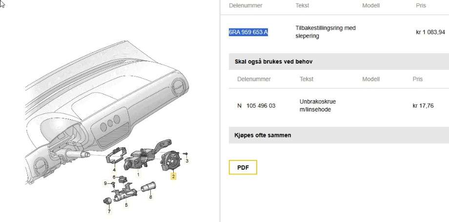 Airbag slepering til Seat Mii electric, 2019-->>  (SEAT|6RA 959 653 A)