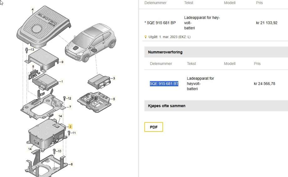 Batterilader kabel til Seat Mii electric, 2019-->>  (SEAT|5QE 915 681 BP)