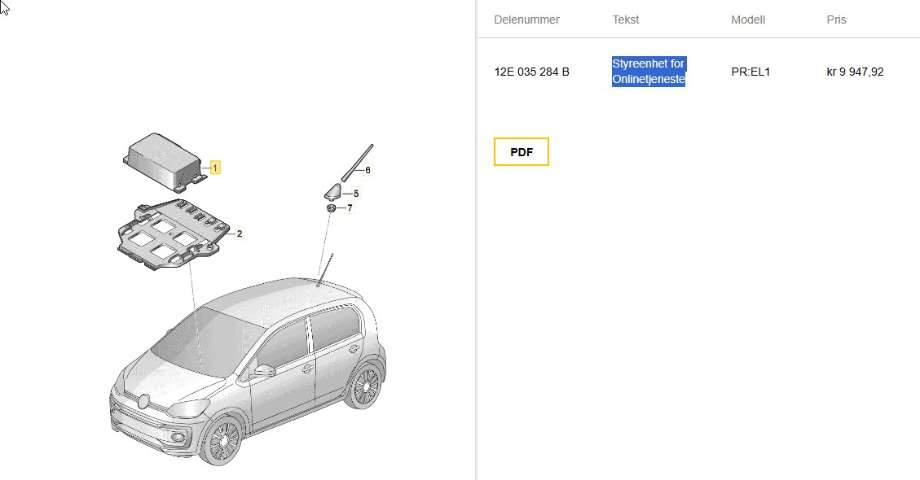 Styreenhet diverse til Seat Mii electric, 2019-->>  (SEAT|12E 035 284 B)