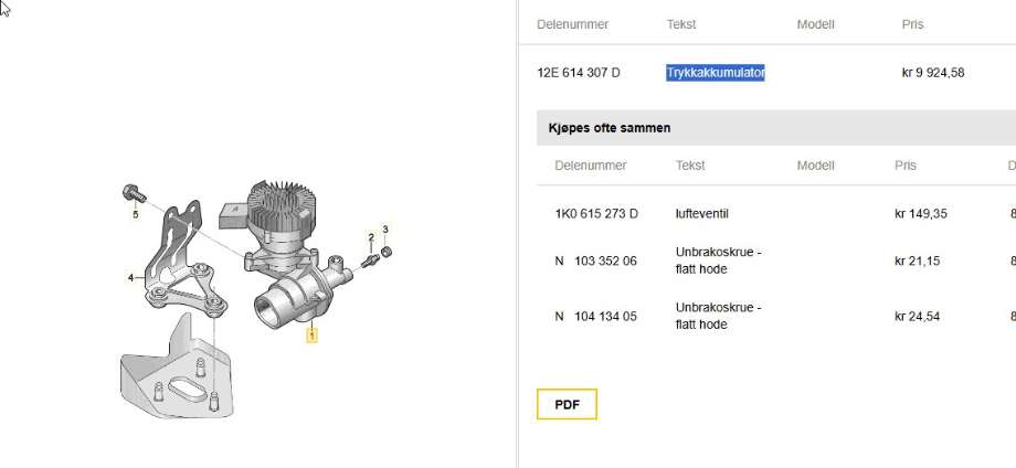 Diverse deler til Seat Mii electric, 2019-->>  (SEAT|12E 614 307 D)
