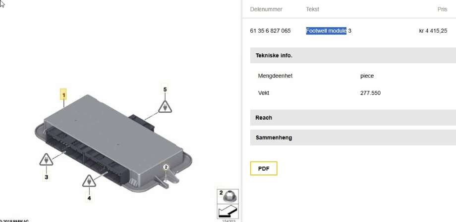 Styreenhet diverse til BMW 1-Serie 2004-2011 (E81/E82/E87/E88) (E81/E82/E87/E88) (BMW|61 35 6 827 065|)