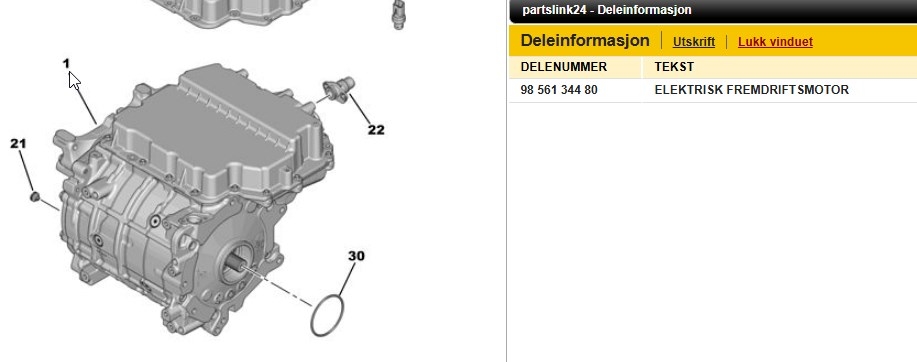 Motor elbil foran til Peugeot 208 2019-->> (Type II)  (PEUGEOT|ZKW|98 561 344 80|)