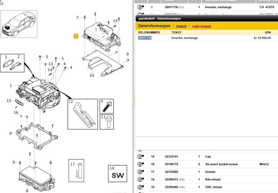 Inverter hybrid til Polestar 2, 2020-->>  (36011736)