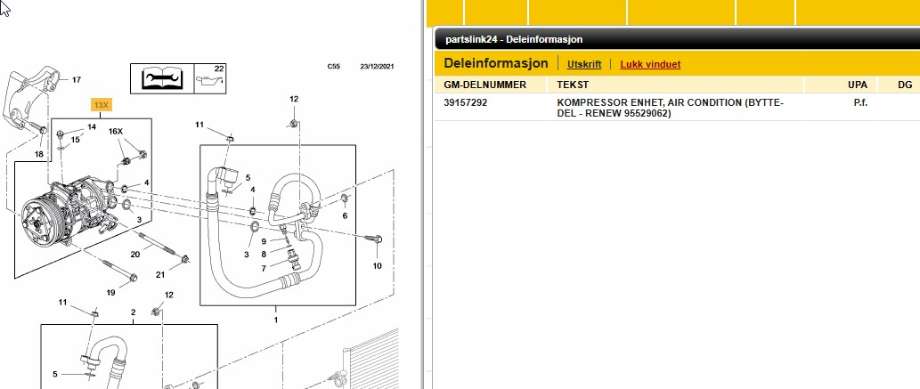 Aircondition kompressor til Opel Astra K, 2015-->>  (OPEL|39076799;39157292)