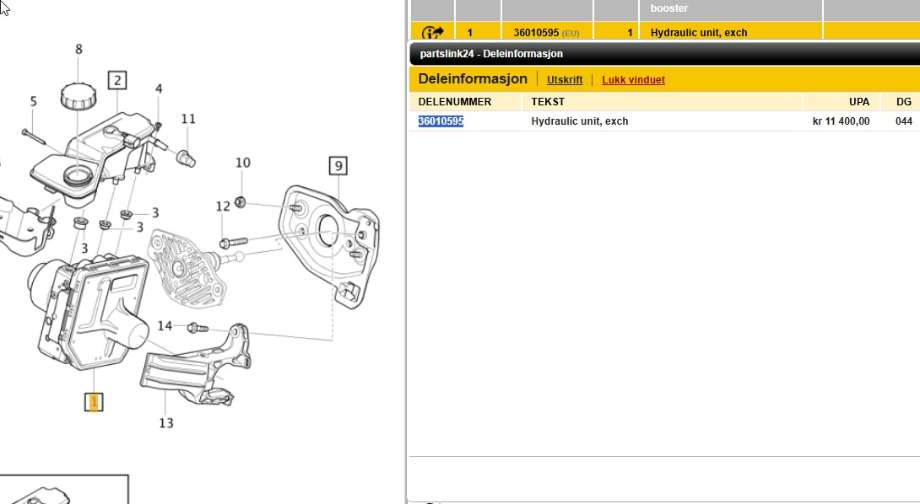 ABS sentral til Volvo XC60 2017-->> (Type II) (VOLVO|36010595|)