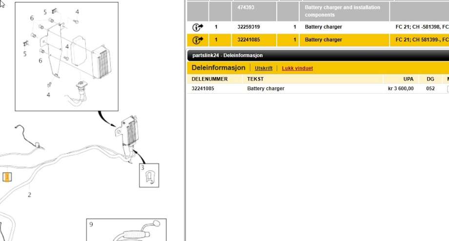 Batterilader kabel til Volvo XC60, 2017-->> (Type II) (VOLVO|32241085)