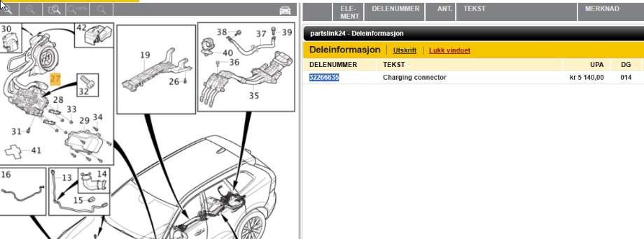 Diverse deler til Volvo XC60 2017-->> (Type II) (VOLVO|32266635|)