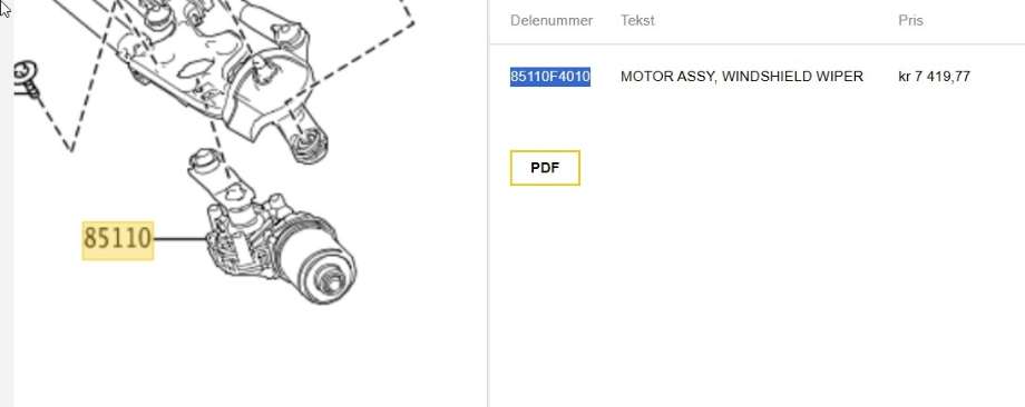Viskermotor frontrute til Toyota C-HR, 2016-->>  (TOYOTA|85110F4010)
