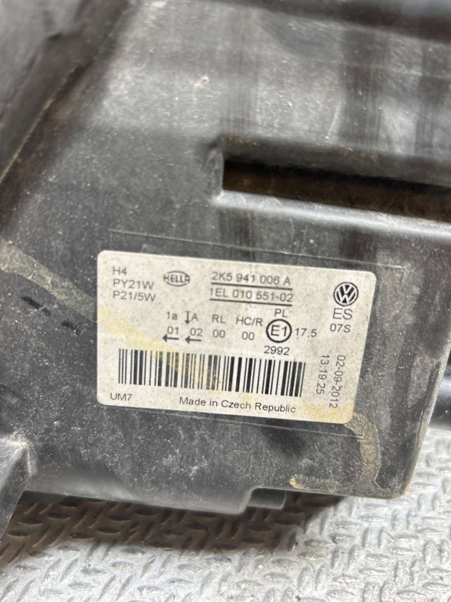 Frontlykt høyre halogen til VW Caddy 2010-2015 (Type III, Fase 2)  (Caddy Kastenwagen4MotionCA|2K5941006A|1EL01055102)