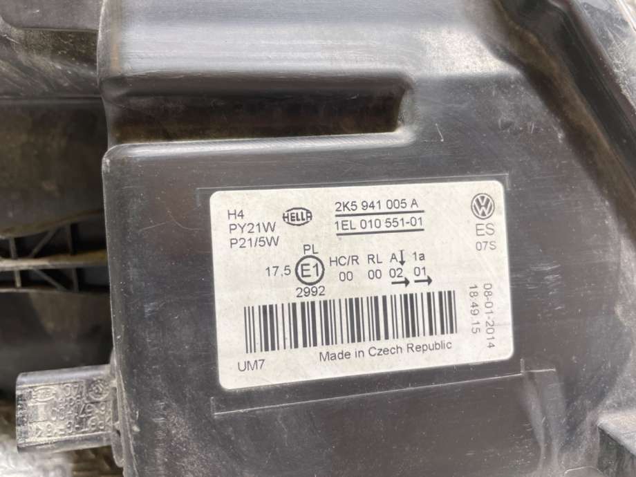Frontlykt venstre halogen til VW Caddy 2010-2015 (Type III, Fase 2)  (VOLKSWAGEN|2K5941005A||2K5 941 005 A)