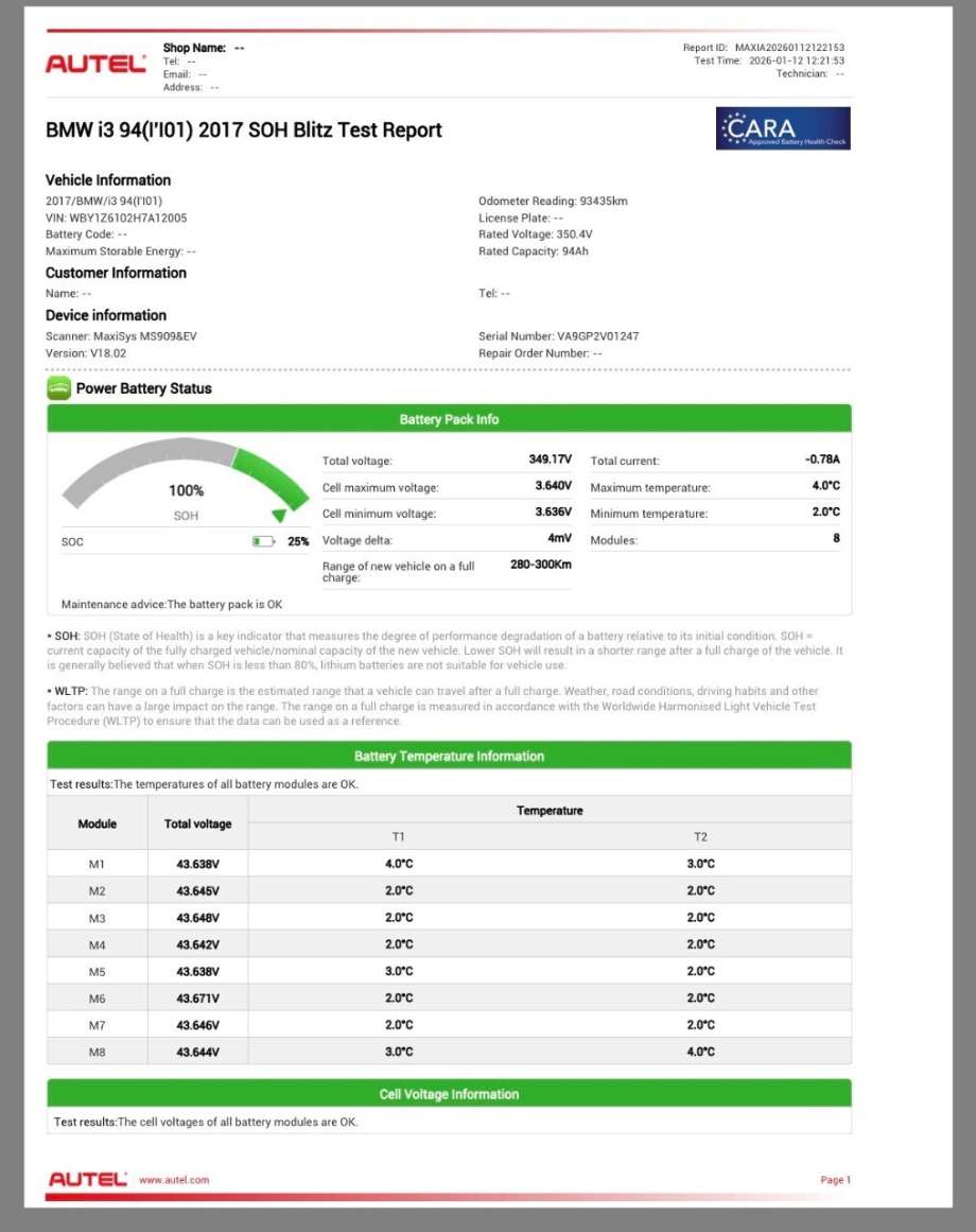 Batteripakke elbil til BMW i3, 2013-2022 (BMW|61 27 8 864 727)