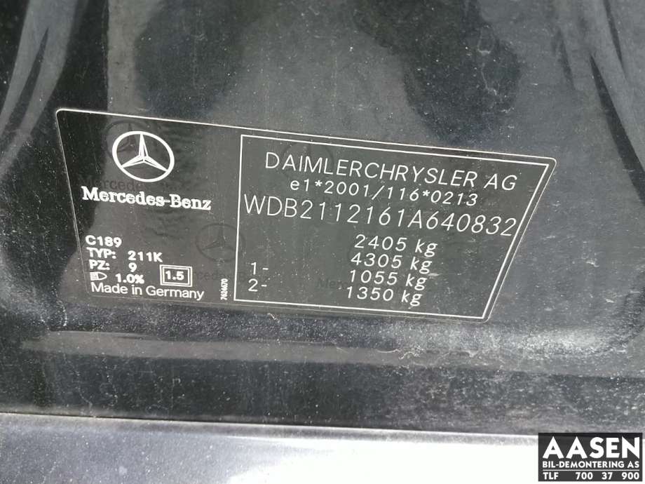 Mercedes E-Klasse 2002-2006 (Fase 1) (W211) (W211), Motorkode: 647 961, Girkassekode: 