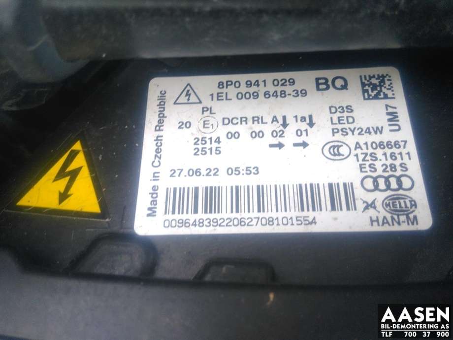 Audi A3 2009-2012 (Type II, Fase 2) , Motorkode: BLS, Girkassekode: JCR