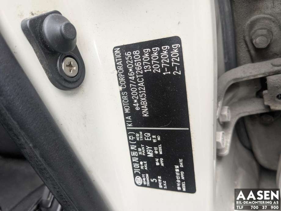 Kia Picanto 2011-2017 (Type II) , Motorkode: G4LA, Girkassekode: 