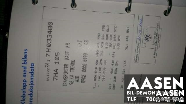 VW Transporter / Caravelle 2003-2009 (Fase 1) (T5) (T5), Motorkode: , Girkassekode: 