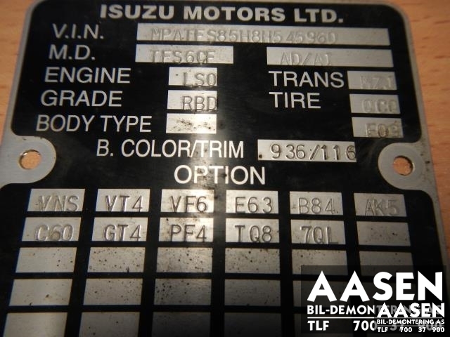 Isuzu D-Max 2007-2012 (Type I) , Motorkode: 4JJ1-TC, Girkassekode: MANUELL