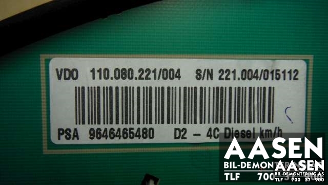 Instrumentpanel til Peugeot 407 2004-2010 (SIEMENS|9646465480|)
