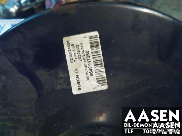 Bremsekraft-forsterker til Peugeot 307 2001-2004 (Fase 1) (BOSCH|02040204606|)