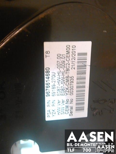 Instrumentpanel til Peugeot 5008 2010-2017 (Type I)  (9676614680|)