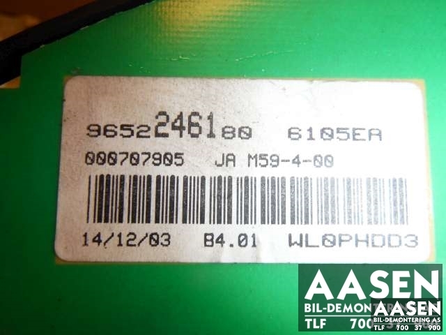 Instrumentpanel til Citroën Berlingo 2002-2008 (Type I, Fase 2)  (JAEGER|9652246180|)