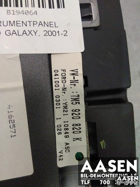 Instrumentpanel til Ford Galaxy 2001-2006 (Type II)  (1112933|YM2110849ASC|)