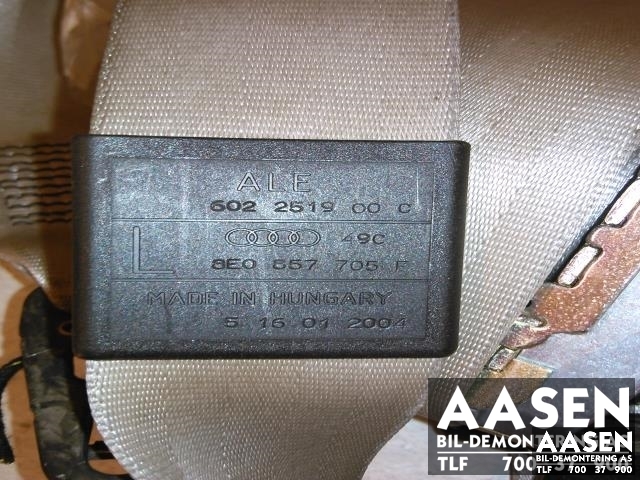 Sikkerhetsbelte foran venstre til Audi A4 2001-2004 (Type II) (B6) (B6) (8E0857705F|)