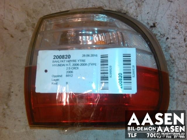 Baklykt høyre ytre til Hyundai H-1, 2006-2008 (Type I, Fase 2) (92406 4A620)