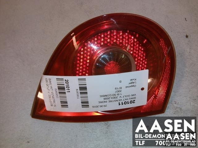 Baklykt venstre indre til VW Golf V, Combi, 2003-2008  (1K6 945 093 E)