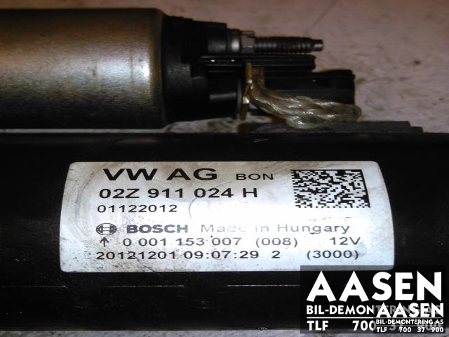 Starter diesel til VW Polo 2009-2014 (Type V, Fase 1)  (BOSCH|02Z 911 024 H|)
