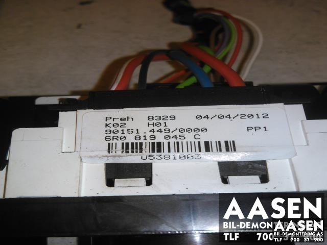 Varmeapparat betjening til VW Polo 2009-2014 (Type V, Fase 1)  (6R0819045C|)