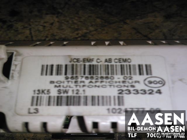 Instrument kjørecomputer til Citroën C5 2005-2008 (Type I, Fase 2)  (9657882880|)