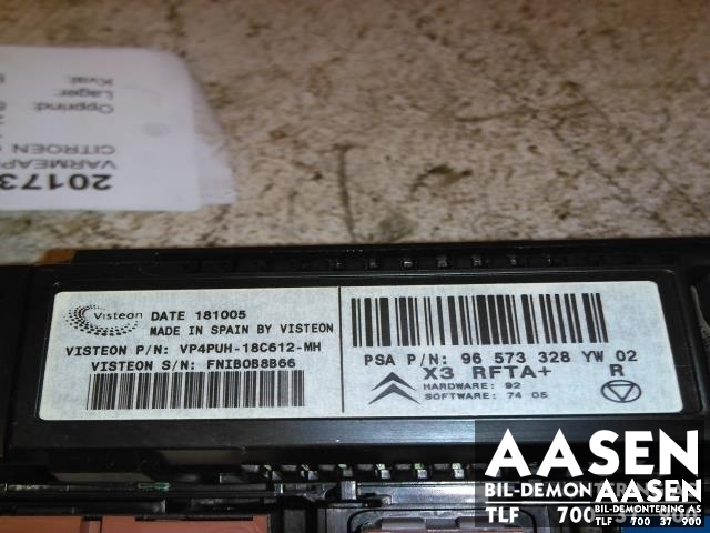 Varmeapparat betjening til Citroën C5 2005-2008 (Type I, Fase 2)  (VISTEON|96573328YW02|)