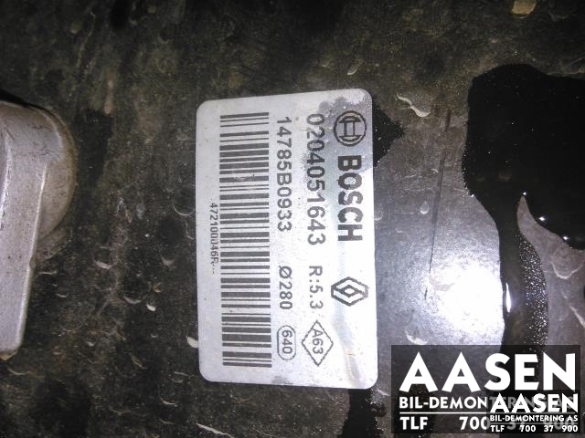 Bremsekraft-forsterker til Renault Laguna 2008-2010 (Type III, Fase 1) (BOSCH|14785B0933|)