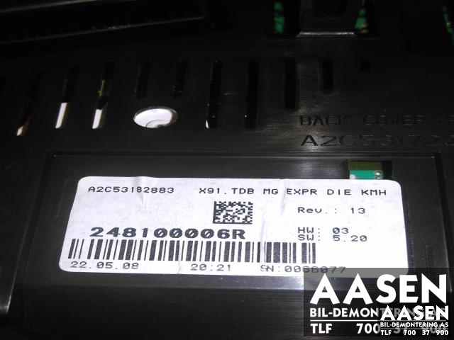 Instrumentpanel til Renault Laguna 2008-2010 (Type III, Fase 1)  (248100006R|)
