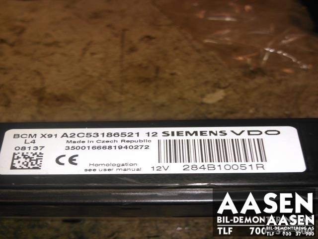 Styreenhet diverse til Renault Laguna 2008-2010 (Type III, Fase 1)  (SIEMENS/VDO|284B10051R|)