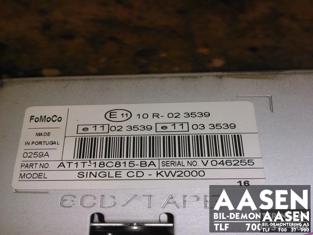 Bilstereo til Ford Transit Connect 2009-2013 (Type I, Fase 2)  (AT1T-18C815-BA|)