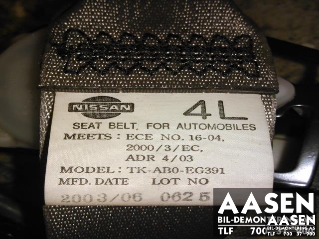 Sikkerhetsbelte bak venstre til Nissan X-Trail 2002-2007 (T30) (T30) (TK-AB0-EG391|)