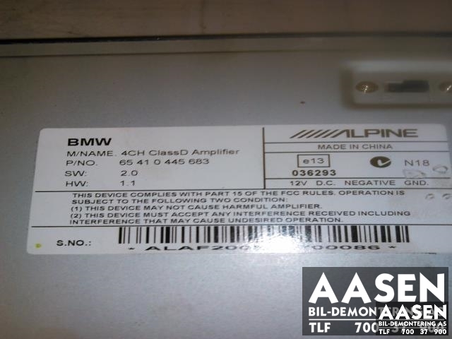 Bilstereo forsterker til BMW 1-Serie 2004-2011 (E81/E82/E87/E88) (E81/E82/E87/E88) (65 41 0 445 683|)