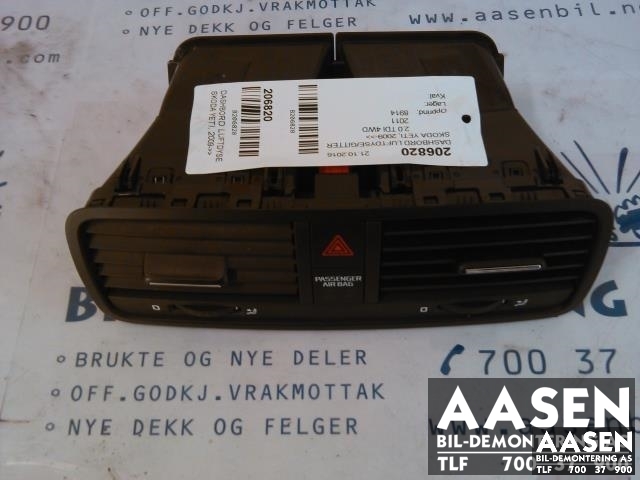 Dashbord friskluftdyse til Škoda Yeti, 2009-2013 (Fase 1)