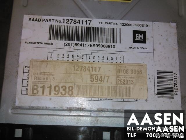 Bilstereo til Saab 9-3 2008-2011 (Type II, Fase 2)  (FUJITSU|12784117|)