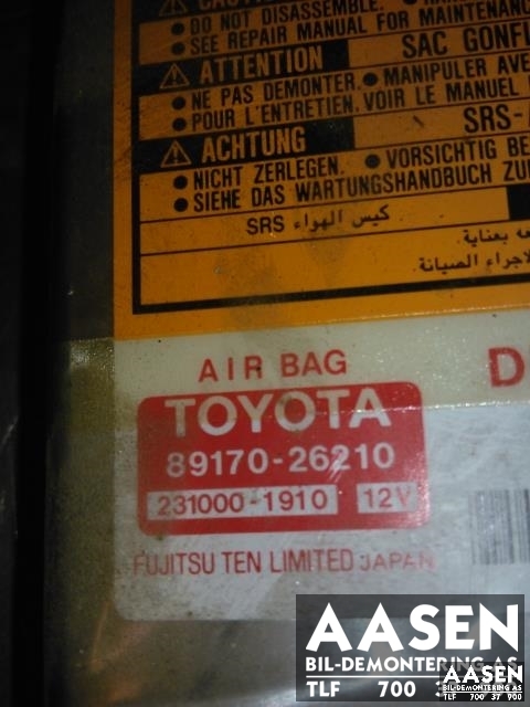 Airbag elektronikk til Toyota Hiace 2001-2006 (Fase 2)  (FUJITSU|89170-26210|)