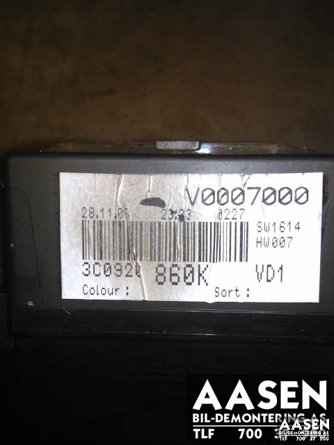 Instrumentpanel til VW Passat 2005-2010 (B6) (B6) (SIEMENS|3C0920860K|)