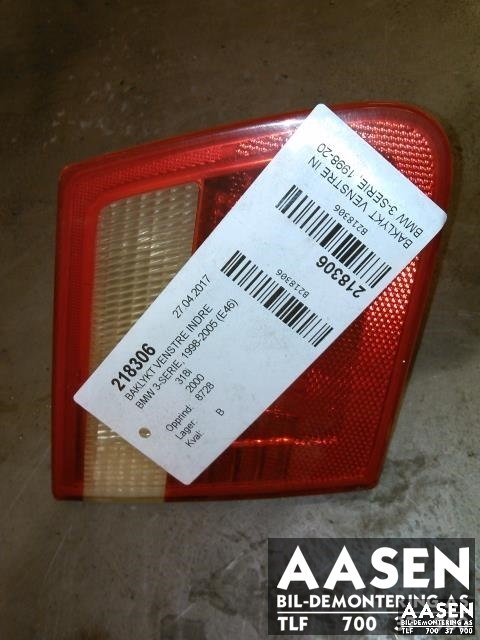 Baklykt venstre indre til BMW 3-Serie, 1998-2005 (E46) (E46) (63 21 8 368 759)